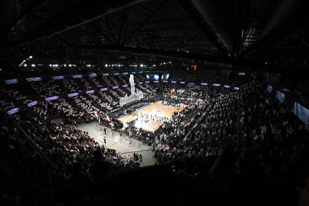 Cluj choreography presented in the stands at the mens basketball match between U BT Cluj and Partizan Mozzart Bet Belgrad, in the ABA League, held in U BT Arena in Cluj Napoca, Sunday, December 7, 2025 Cluj Napoca Copyright: xRazvanxPasarica SPORTxPICTURESx