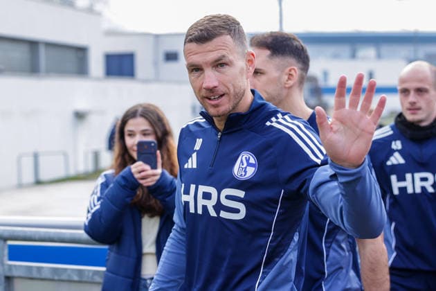 23 01 2026, Football, Season 2025 2026, Training FC Schalke 04, Edin Dzeko FC Schalke 04 comes to training and waves to the fans, Gelsenkirchen Training ground of S04 Hamburg Germany xRHR PHOTO DEx Copyright: DennisxEwert RHR-FOTOx RHR-FOTO DE