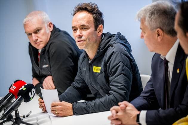 Team Belgium psychologist Jean Colinet and Topsport Vlaanderen s Tom Coeckelberghs pictured during a press conference, PK, Pressekonferenz of the BOIC COIB Belgian Olympic Comitee to announce the final selection of Team Belgium for the Milano Cortina 2026 Winter Olympics, on Friday 23 January 2026 in Brussels. JASPERxJACOBS  x157943679x
