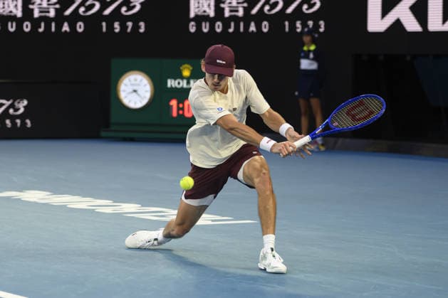 Australian Open 2026 MELBOURNE, AUSTRALIA - JANUARY 23: Alex de Minaur (AUS) in action against Frances Tiafoe (USA) (not seen) in round 3 of the Australian Open grand slam tennis tournament at Melbourne Park in Melbourne, Australia on January 23, 2026 Mark Avellino Anadolu Melbourne Australia. Editorial use only. Please get in touch for any other usage.  Copyright: x2026xAnadoluxMarkxAvellinox