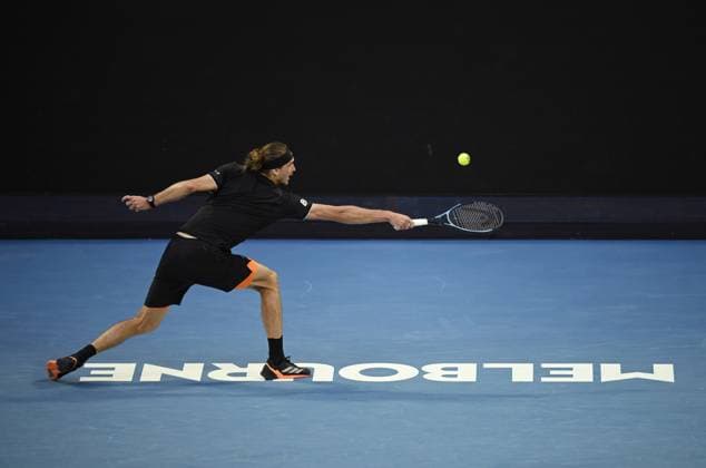 (260123) -- MELBOURNE, Jan. 23, 2026 -- Alexander Zverev hits a return during the men s singles 3rd round match between Alexander Zverev of Germany and Cameron Norrie of Britain at the Australian Open tennis tournament in Melbourne, Australia, Jan. 23, 2026. (Photo by Xinhua) (SP)AUSTRALIA-MELBOURNE-TENNIS-AUSTRALIAN OPEN-MEN S SINGLES WangxShen 