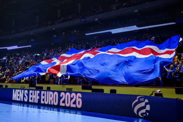 260123 Fans of Iceland ahead of the EHF European Handball Championship main round match between Iceland and Croatia on January 23, 2026 in Malmö Photo Petter Arvidson BILDBYRAN kod PA PA1134 handball handball handball handballs em 2026 croatia croatia island iceland ehf european handball championship bbeng grappa33 audience  Copyright: PETTERxARVIDSON BB260123PA002