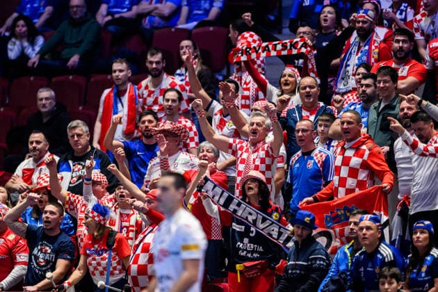 260123 Fans of Croatia during the EHF European Handball Championship main round match between Iceland and Croatia on January 23, 2026 in Malmö Photo Petter Arvidson BILDBYRAN kod PA PA1134 handball handboll handball handbolls em 2026 croatia kroatien island iceland ehf european handball championship bbeng grappa33 publik  Copyright: PETTERxARVIDSON BB260123PA007