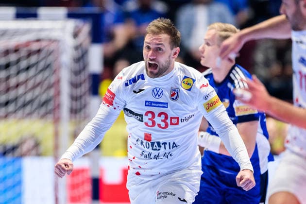 260123 Luka Cindric of Croatia during the EHF European Handball Championship main round match between Iceland and Croatia on January 23, 2026 in Malmö Photo Petter Arvidson BILDBYRAN kod PA PA1134 handball handball handball handballs em 2026 croatia croatia island iceland ehf european handball championship bbeng grappa33 jubel  Copyright: PETTERxARVIDSON BB260123PA009