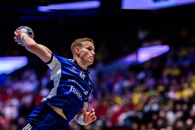 260123 Ellidi Vidarsson of Iceland during the EHF European Handball Championship main round match between Iceland and Croatia on January 23, 2026 in Malmö Photo Petter Arvidson BILDBYRAN kod PA PA1134 handball handball handball handballs em 2026 croatia croatia island iceland ehf european handball championship bbeng grappa33  Copyright: PETTERxARVIDSON BB260123PA010