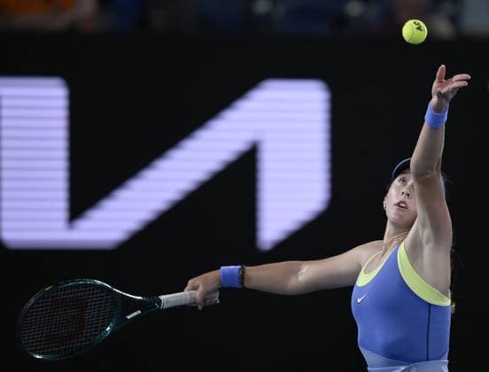 (260123) -- MELBOURNE, Jan. 23, 2026 -- Mirra Andreeva serves during the women s singles 3rd round match between Elena-Gabriela Ruse of Romania and Mirra Andreeva of Russia at the Australian Open tennis tournament in Melbourne, Australia, Jan. 23, 2026. (Photo by Xinhua) (SP)AUSTRALIA-MELBOURNE-TENNIS-AUSTRALIAN OPEN-WOMEN S SINGLES WangxShen 