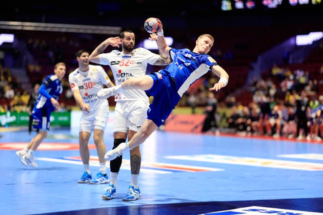 MALMÖ, SVERIGE 20260123 Croatia s Leon Susnja and Iceland s Ellidi Vidarsson in action during the 2026 EHF European Men s Handball Championship the EHF Euro 2026 match between Iceland and Croatia , at Malmo Arena in Malmo, Sweden, on January 23, 2026 MALMÖ SVERIGE x10600x  Copyright: xAndreasxHillergren TTx EHF EURO 2026 ICELAND-CROATIA