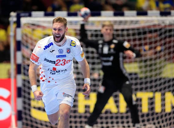 Croatia s in Zlatko Rauzan celebrates during the 2026 EHF European Men s Handball Championship the EHF Euro 2026 match between Iceland and Croatia, at Malmo Arena in Malmo, Sweden, on January 23, 2026 MALMÖ SWEDEN x10600x  Copyright: xAndreasxHillergren TTx EHF EURO 2026 ICELAND-CROATIA