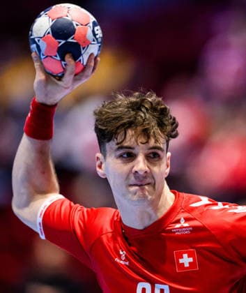 260123 Noam Leopold of Switzerland during the EHF European Handball Championship main round match between Switzerland and Hungary on January 23, 2026 in Malmö Photo Petter Arvidson BILDBYRAN kod PA PA1135 handball handball handball handballs em 2026 croatia croatia island iceland ehf european handball championship bbeng switzerland schweiz ungern hungary  Copyright: PETTERxARVIDSON BB260123PA083