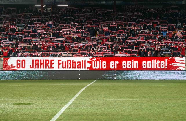 Soccer, Women, Season 2025 2026, Google Pixel Women Bundesliga 15 Matchday , 1 FC Union Berlin Bayer 04 Leverkusen, Fans of Union with fence flag 60 years of soccer as it should be , 23 01 2026, Copyright: xMatthiasxKochx