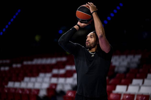 MUNICH, GERMANY - JANUARY 23: Ish Wainright (Hapoel IBI Tel Aviv, 24) during warm up before the Turkish Airlines EuroLeague match between Partizan Mozzart Bet Belgrade vs. Hapoel IBI Tel Avivt at BMW Park on round 24 of Turkish Airlines EuroLeague on January 23, 2026 in Munich, Germany. Bavaria Germany Copyright: xSteffiexWunderlx