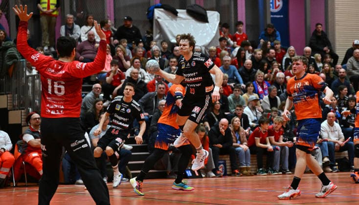 23 01 2026 Handball season 2025 2026 Test match friendly HC Erlangen HCE Talent Pilsen xwoxzix Filip Herajt 16, Talent Pilsen Christopher Bissel 21, HC Erlangen HCE