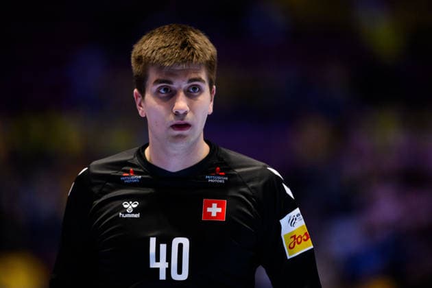 260123 Goalkeeper Mathieu Seravalli of Switzerland during the EHF European Handball Championship main round match between Switzerland and Hungary on January 23, 2026 in Malmö Photo Petter Arvidson BILDBYRAN kod PA PA1135 handball handball handball handballs em 2026 croatia croatia island iceland ehf european handball championship bbeng switzerland schweiz ungern hungary  Copyright: PETTERxARVIDSON BB260123PA121