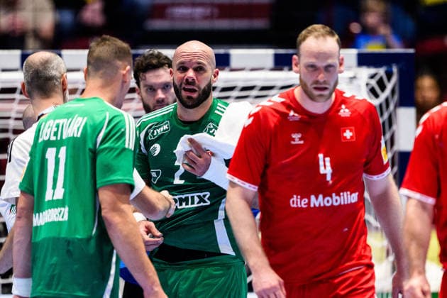 260123 Adrian Sipos of Hungary during the EHF European Handball Championship main round match between Switzerland and Hungary on January 23, 2026 in Malmö Photo Petter Arvidson BILDBYRAN kod PA PA1135 handball handball handball handballs em 2026 croatia croatia island iceland ehf european handball championship bbeng switzerland schweiz ungern hungary  Copyright: PETTERxARVIDSON BB260123PA122