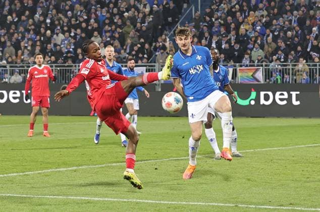 23 01 2026 Soccer Season 2025 2026 2 Soccer Bundesliga 19 Matchday SV Darmstadt 98 SVD D98 Lilien 1 FC Nürnberg FCN Club Sportfoto Zink DaMa xdaxmax DFL regulations prohibit any use of photographs as image sequences and or quasi video only for editorial use Mohamed Ali Zoma 23, 1 FC Nürnberg FCN with shot on goal