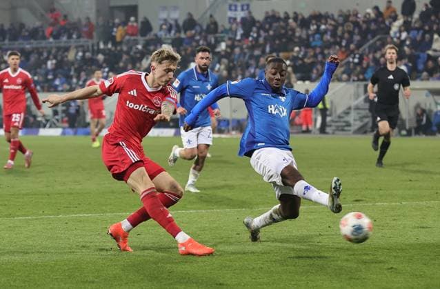 23 01 2026 Soccer Season 2025 2026 2 Soccer Bundesliga 19 Matchday SV Darmstadt 98 SVD D98 Lilien 1 FC Nürnberg FCN Club Sportfoto Zink DaMa xdaxmax DFL regulations prohibit any use of photographs as image sequences and or quasi video only for editorial use Tim Drexler 15, 1 FC Nürnberg FCN with shot on goal