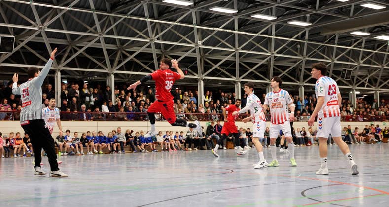 23 01 2026, Germany, Korntal Münchingen, Handball charity match, SG BBM Bietigheim vs Fivers WAT Margareten, Jonathan Fischer Bietigheim , Hall overview, Overview