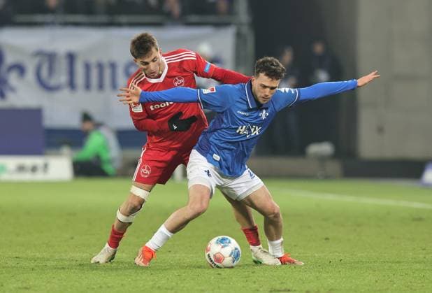 23 01 2026 Soccer Season 2025 2026 2 Soccer Bundesliga 19 Matchday SV Darmstadt 98 SVD D98 Lilien 1 FC Nürnberg FCN Club Sportfoto Zink DaMa xdaxmax DFL regulations prohibit any use of photographs as image sequences and or quasi video only for editorial use Adam Markhiev 6, 1 FC Nürnberg FCN Sergio Lopez 2, SV Darmstadt 98 D98 SV98