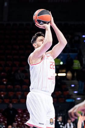 MUNICH, GERMANY - JANUARY 23: Vasilije Micic (Hapoel IBI Tel Aviv, 22) shoots the ball during the Turkish Airlines EuroLeague match between Partizan Mozzart Bet Belgrade vs. Hapoel IBI Tel Aviv at BMW Park on round 24 of Turkish Airlines EuroLeague on January 23, 2026 in Munich, Germany. Bavaria Germany Copyright: xSteffiexWunderlx