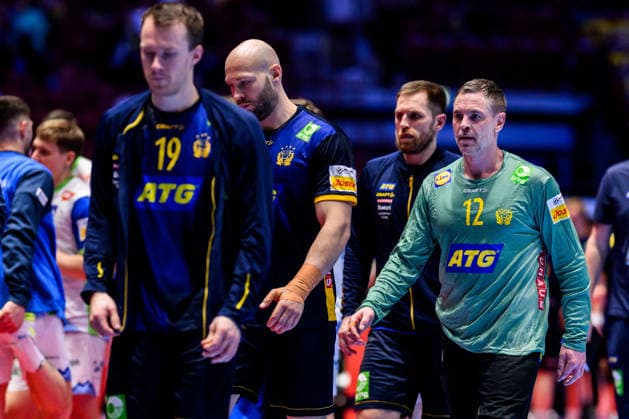 260123 Goalkeeper Andreas Palicka of Sweden looks dejected during the EHF European Handball Championship main round match between Slovenia and Sweden on January 23, 2026 in Malmö Photo Petter Arvidson BILDBYRAN kod PA PA1136 handball handball handballs em 2026 sverige sweden slovenia slovenien ehf european handball championship bbeng depp  Copyright: PETTERxARVIDSON BB260123PA206