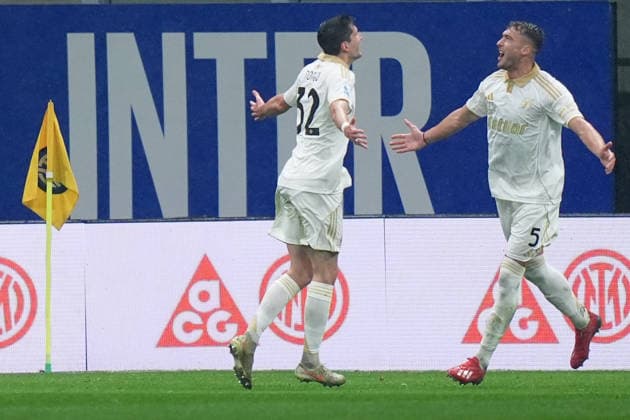 Pisa™s Stefano Moreo celebrates after scoring 0-2 during the Serie A soccer match between Inter and Pisa at the San Siro Stadium in Milan , north Italy - Friday , January 23 , 2026. - Soccer .  Copyright: xSpada LaPressex