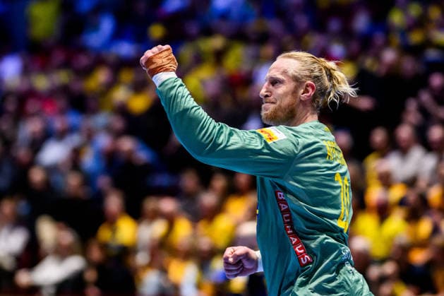 260123 Goalkeeper Mikael Appelgren of Sweden celebrates during the EHF European Handball Championship main round match between Slovenia and Sweden on January 23, 2026 in Malmö Photo Petter Arvidson BILDBYRAN kod PA PA1136 handball handball handball handballs em 2026 sverige sweden slovenia slovenien ehf european handball championship bbeng jubel  Copyright: PETTERxARVIDSON BB260123PA215