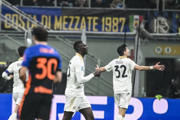 Stefano Moreo of IPisa Sporting Club celebrating after a goal during the Italian Serie A football match between Inter FC and Pisa Sporting Club on January 23th, 2026 at Giuseppe Meazza San Siro Siro stadium in Milan, Italy. Photo Tiziano Ballabio  Copyright: xTizianoxBallabio IPAxSportx xipa-agency.netx xx IPA_70471547 IPA_Agency_IPA70471547