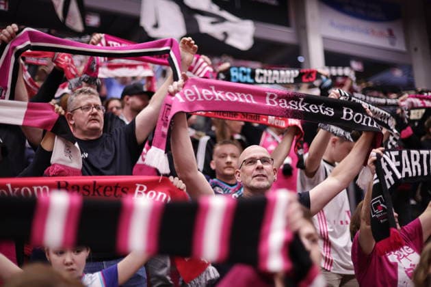 Fans with scarves before the game Telekom Baskets Bonn vs Rostock Seawolves 17 Speiltag Saison 2025 26