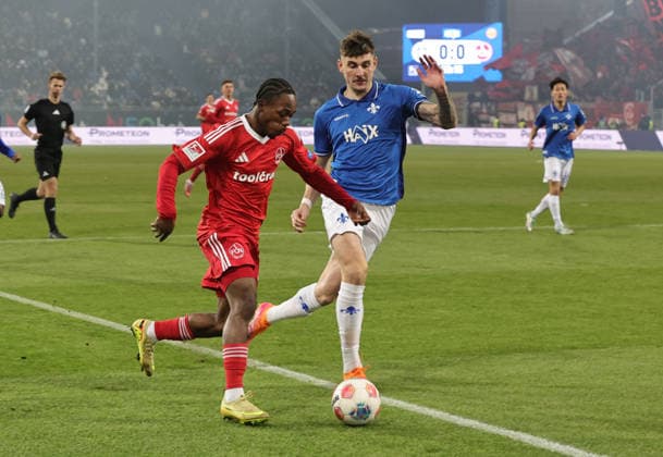 23 01 2026 Soccer Season 2025 2026 2 Soccer Bundesliga 19 Matchday SV Darmstadt 98 SVD D98 Lilien 1 FC Nürnberg FCN Club Sportfoto Zink DaMa xdaxmax DFL regulations prohibit any use of photographs as image sequences and or quasi video only for editorial use Mohamed Ali Zoma 23, 1 FC Nürnberg FCN Matej Maglica 5, SV Darmstadt 98 D98 SV98
