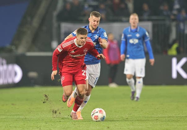 23 01 2026 Soccer Season 2025 2026 2 Soccer Bundesliga 19 Matchday SV Darmstadt 98 SVD D98 Lilien 1 FC Nürnberg FCN Club Sportfoto Zink DaMa xdaxmax DFL regulations prohibit any use of photographs as image sequences and or quasi video only for editorial use Finn Ole Becker 25, 1 FC Nürnberg FCN Fabian Nürnberger Nuernberger 15, SV Darmstadt 98 D98 SV98