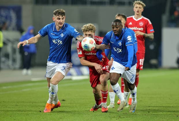 23 01 2026 Soccer Season 2025 2026 2 Soccer Bundesliga 19 Matchday SV Darmstadt 98 SVD D98 Lilien 1 FC Nürnberg FCN Club Sportfoto Zink DaMa xdaxmax DFL regulations prohibit any use of photographs as image sequences and or quasi video only for editorial use Matej Maglica 5, SV Darmstadt 98 D98 SV98 Piet Scobel 39, 1 FC Nürnberg FCN Matondo Merveille Papela 21, SV Darmstadt 98 D98 SV98