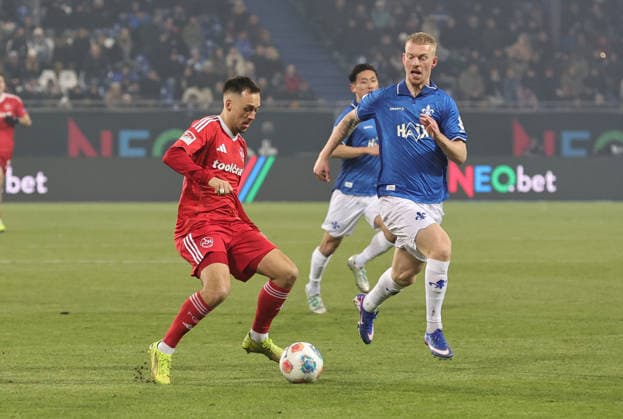 23 01 2026 Soccer Season 2025 2026 2 Soccer Bundesliga 19 Matchday SV Darmstadt 98 SVD D98 Lilien 1 FC Nürnberg FCN Club Sportfoto Zink DaMa xdaxmax DFL regulations prohibit any use of photographs as image sequences and or quasi video only for editorial use Julian Justvan 10, 1 FC Nürnberg FCN Kai Klefisch 17, SV Darmstadt 98 D98 SV98