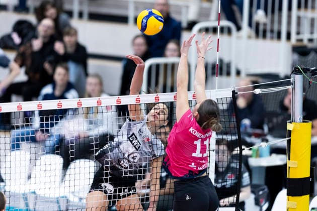 1 Volleyball Bundesliga Women Schwarz Weiss Erfurt vs VC Wiesbaden Erfurt 23 01 2026 Kinga Szücs 10 Schwarz Weiss Erfurt vs Sanne Konijnenberg 11 VC Wiesbaden 1 Volleyball Bundesliga Women Schwarz Weiss Erfurt vs VC Wiesbaden Riethsporthalle Erfurt 23 01 2026 Copyright: xBEAUTIFULxSPORTS Duehringx