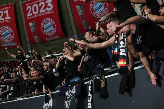 The fans of Partizan Belgrade cheer, GER, Partizan Mozzart Bet Belgrade vs Hapoel IBI Tel Aviv, Basketball, Euroleague, Matchday 24, Season 2025 2026, 23 01 2026, 13 11 2025, GER, Partizan Mozzart Bet Belgrade vs Hapoel IBI Tel Aviv, Basketball, Euroleague, Matchday 24, Season 2025 2026, 23 01 2026 Muenchen Copyright: xEibner-Pressefoto JennixMaulx EP_JML