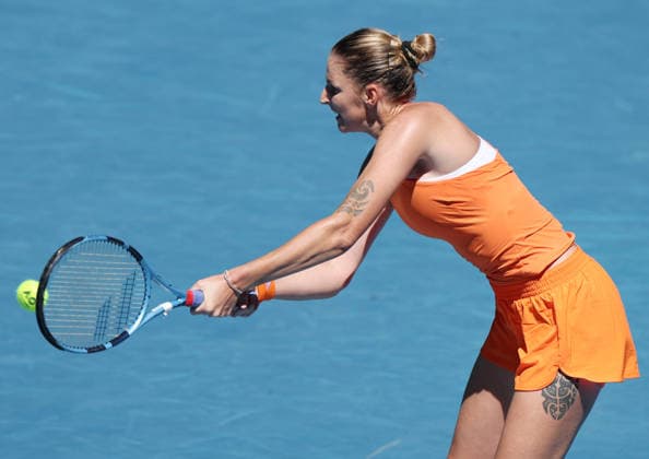 January 24, 2026, Melbourne, Victoria, Australia: KAROLINA PLISKOVA of Czech Republic during the match against M. Keys of USA in the third round of Australian Open, Melbourne, Australia. Pliskova lost 3:6, 3:6 Melbourne Australia - ZUMAc278 20260124_zsp_c278_018 Copyright: xMarcinxCholewinskix