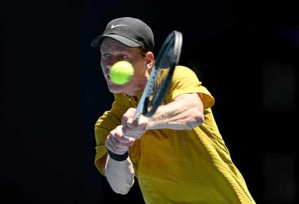 TENNIS AUSTRALIAN OPEN, Janik Sinner of Italy in action in action during the Men™s 3rd round match against Eliot Spizzirri of USA on day 7 of the 2026 Australian Open tennis tournament at Melbourne Park in Melbourne, Saturday, January 24, 2026. ( NO ARCHIVING MELBOURNE VICTORIA AUSTRALIA  Copyright: xLUKASxCOCHx 20260124164902131454