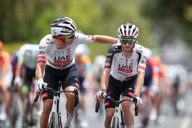 CYCLING TOUR DOWN UNDER, Ivo Oliveira and Adam Yates of UAE Team Emirates XRG during stage 4, Brighton to Willunga Hill, 176km of the 2026 Men s Tour Down Under professional road bicycle race in Adelaide, Saturday, January 24, 2026. ( NO ARCHIVING, EDITORIAL USE ONLY ADELAIDE SOUTH AUSTRALIA AUSTRALIA  Copyright: xMATTxTURNERx 20260124153592909465
