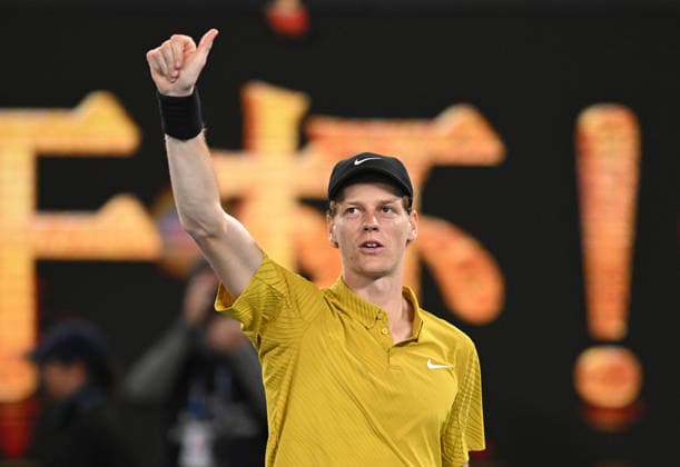 TENNIS AUSTRALIAN OPEN, Janik Sinner of Italy celebrates winning the Men™s 3rd round match against Eliot Spizzirri of USA on day 7 of the 2026 Australian Open tennis tournament at Melbourne Park in Melbourne, Saturday, January 24, 2026. ( NO ARCHIVING MELBOURNE VICTORIA AUSTRALIA  Copyright: xLUKASxCOCHx 20260124112855368451