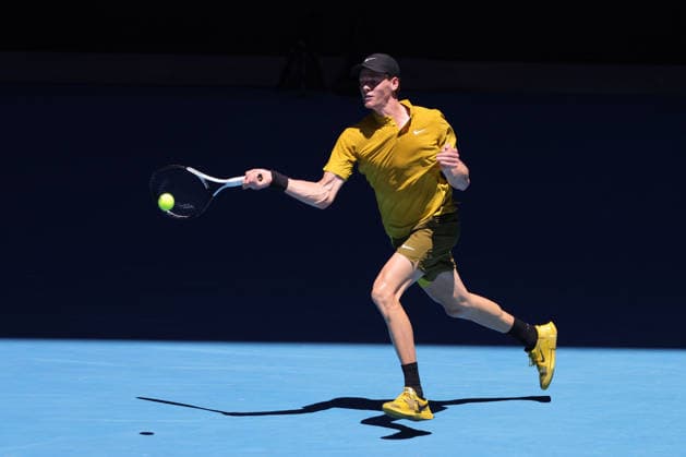 Jannik Sinner, ITA, during third round of 2026 Australian Open in Melbourne, 24 01 2026