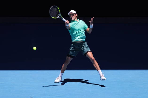 Eliot Spizzirri, USA, during third round of 2026 Australian Open in Melbourne, 24 01 2026