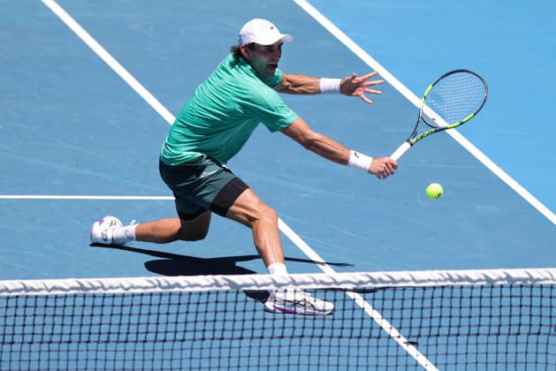Eliot Spizzirri, USA, during third round of 2026 Australian Open in Melbourne, 24 01 2026