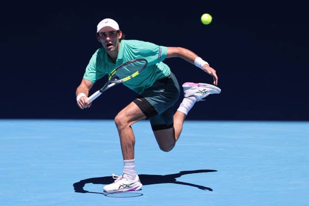 Eliot Spizzirri, USA, during third round of 2026 Australian Open in Melbourne, 24 01 2026