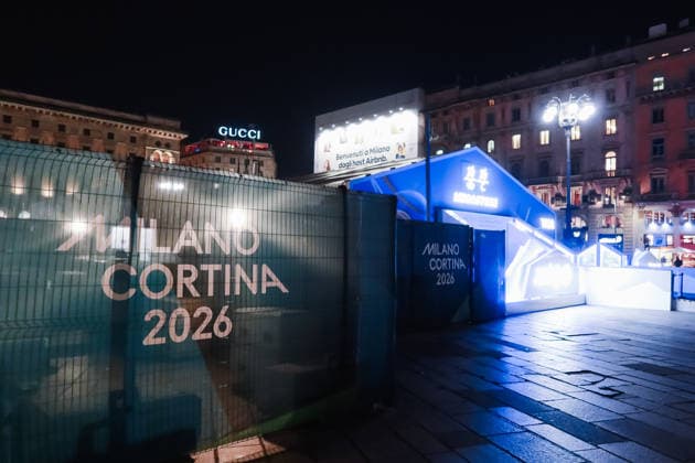 Milan, Preparations for the 25th Olympic and Paralympic Winter games, Winterspiele,Spiele, Summer games in Milan-Cortina 2026 are underway, two weeks before the start of the Olympics. Pictured: The Megastore in Piazza del Duomo.  Copyright: xAlessandroxBremecx xipa-agency.netx xx IPA_Agency_IPA70477835