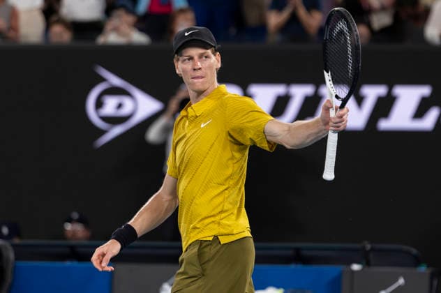 (260124) -- MELBOURNE, Jan. 24, 2026 -- Jannik Sinner of Italy reacts after winning the men s singles 3rd round match between Jannik Sinner of Italy and Eliot Spizzirri of the United States at the Australian Open tennis tournament in Melbourne, Australia, Jan. 24, 2026. (Photo by Xinhua) (SP)AUSTRALIA-MELBOURNE-TENNIS-AUSTRALIAN OPEN-MEN S SINGLES HuxJingchen 