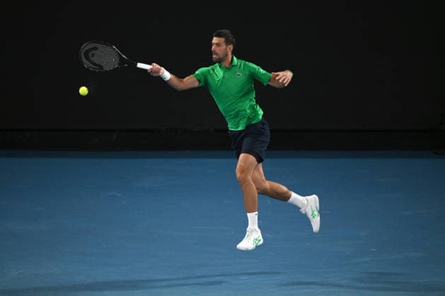 TENNIS AUSTRALIAN OPEN, Novak Djokovic of Serbia in action during the Men™s 3rd round match against Botic Van De Zandschulp of Netherlands on day 7 of the 2026 Australian Open tennis tournament at Melbourne Park in Melbourne, Saturday, January 24, 2026. ( NO ARCHIVING MELBOURNE VICTORIA AUSTRALIA  Copyright: xLUKASxCOCHx 20260124153122703848