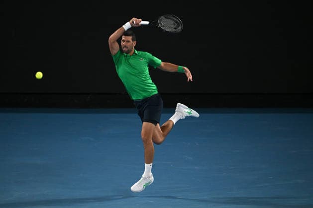 TENNIS AUSTRALIAN OPEN, Novak Djokovic of Serbia in action during the Men™s 3rd round match against Botic Van De Zandschulp of Netherlands on day 7 of the 2026 Australian Open tennis tournament at Melbourne Park in Melbourne, Saturday, January 24, 2026. ( NO ARCHIVING MELBOURNE VICTORIA AUSTRALIA  Copyright: xLUKASxCOCHx 20260124155586583931