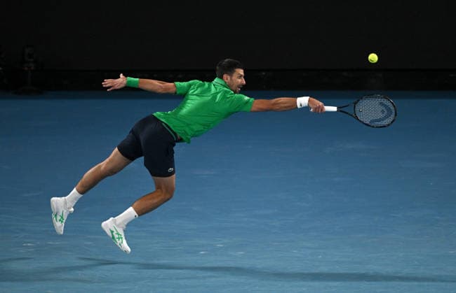 TENNIS AUSTRALIAN OPEN, Novak Djokovic of Serbia in action during the Men™s 3rd round match against Botic Van De Zandschulp of Netherlands on day 7 of the 2026 Australian Open tennis tournament at Melbourne Park in Melbourne, Saturday, January 24, 2026. ( NO ARCHIVING MELBOURNE VICTORIA AUSTRALIA  Copyright: xLUKASxCOCHx 20260124161943328279