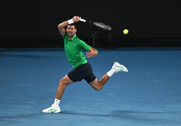 TENNIS AUSTRALIAN OPEN, Novak Djokovic of Serbia in action during the Men™s 3rd round match against Botic Van De Zandschulp of Netherlands on day 7 of the 2026 Australian Open tennis tournament at Melbourne Park in Melbourne, Saturday, January 24, 2026. ( NO ARCHIVING MELBOURNE VICTORIA AUSTRALIA  Copyright: xLUKASxCOCHx 20260124166439972805