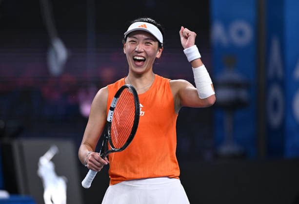 TENNIS AUSTRALIAN OPEN, Xinyu Wang of China celebrates after winning the Women™s 3rd round match against Linda Noskova of Czech Republic on day 7 of the 2026 Australian Open tennis tournament at Melbourne Park in Melbourne, Saturday, January 24, 2026. ( NO ARCHIVING MELBOURNE VICTORIA AUSTRALIA  Copyright: xJAMESxROSSx 20260124185502266810