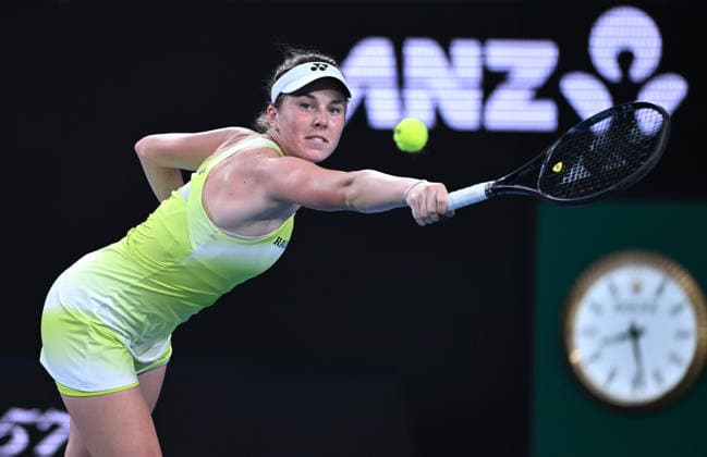 TENNIS AUSTRALIAN OPEN, Linda Noskova of Czech Republic in action during the Women™s 3rd round match against Xinyu Wang of China on day 7 of the 2026 Australian Open tennis tournament at Melbourne Park in Melbourne, Saturday, January 24, 2026. ( NO ARCHIVING MELBOURNE VICTORIA AUSTRALIA  Copyright: xJAMESxROSSx 20260124122009277522